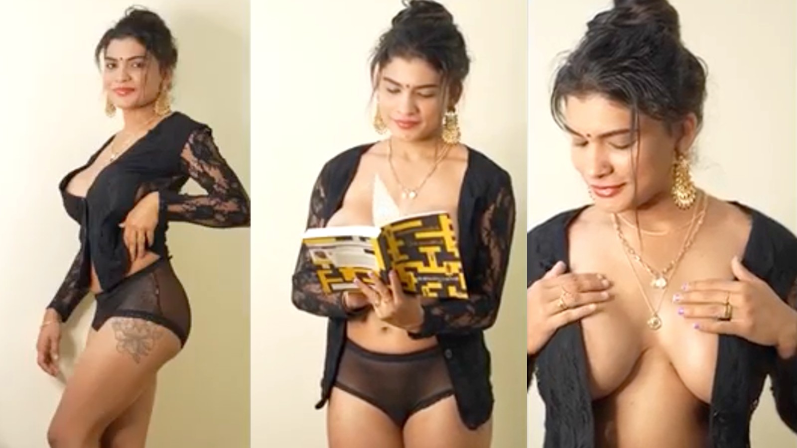 Resmi R Nair Reading Book in Black Dress